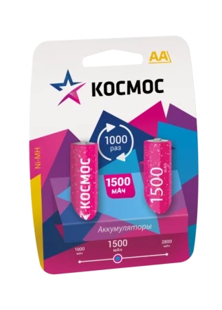 Аккумулятор AA/R6 NI-MN BP-2 (упак 2 шт) 1500mA KOCR6NIMH Космос