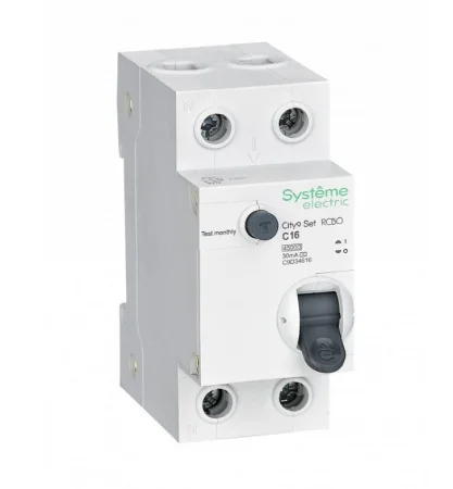 Выключатель автоматический дифференциального тока 2п (1P+N) C 16А 30мА тип AC 4.5кА City9 Set 230В C9D34616 Systeme Electric