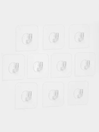 Набор крючков (упак 10 шт) самоклеящиеся, цв прозрачный 9791683 *1