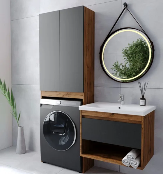 Тумба подвесная Viant Бостон Como 50 380х460х500мм с раковиной COMO 50 графит VBOS50COG-T1YP