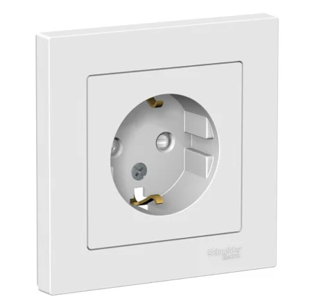 Розетка 1-м СП  AtlasDesign  16А с зазем шторки в сборе бел. ATN000144 (SE)  20