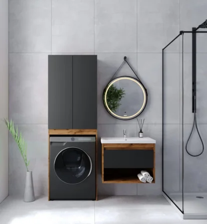 Тумба подвесная Бостон Como 60 430х560х500мм с раковиной COMO 60 Viant VBOS60COG-T1YP графит