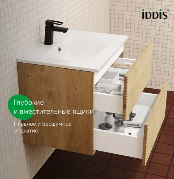 Тумба-умывальник подвесная Iddis Bild BIL60V0i95K 465х603х500мм дуб светлый