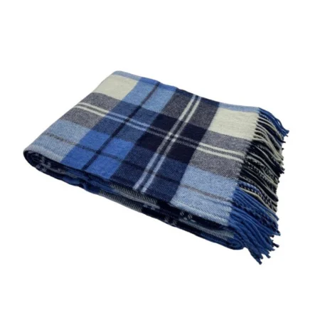 Плед Осло, 140х200 см, белый/серо-голубой/тёмно-синий, новозеландская шерсть 10215767