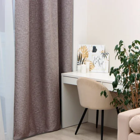 Штора Этель 145х265см Natural серый на шторной ленте рогожка/блэкаут 275г/м2 100% п/э 10181966