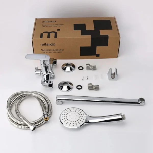 Смеситель для ванны с длинными изливом Rora Milardo RORSB00M10 хром
