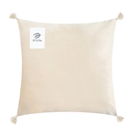 Наволочка декоративная Этель цвет молочный с кисточками 45х45см полиэстер велюр 6906468 *1