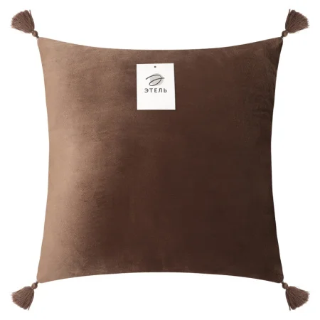 Наволочка декоративная Этель цвет кофе кисточками 45х45см полиэстер велюр 9728544 *1