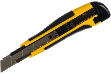 Нож выдвижной усиленный 18мм автофиксатор двухкомпонентная ручка Fit Профи 10258 *1