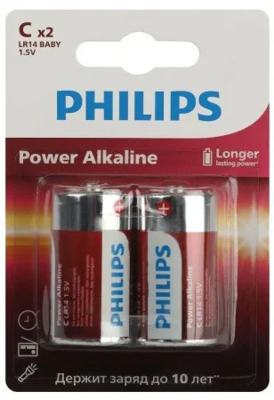 Элемент питания алкал. LR14-2BL  С  упак-2шт Power 1,5v Б0062687 (Philips)  2 24 48 5760