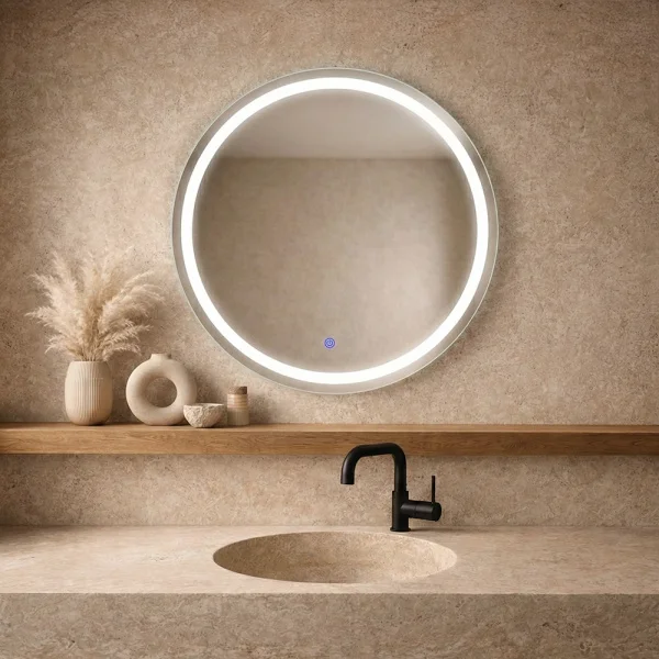 Зеркало настенное с LED-подсветкой D70см с гравировкой Мансарда 7075-Zm1