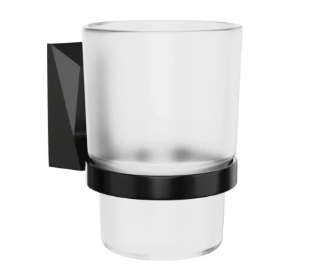 Стакан для зубных щеток настенный Kleber Ice black KLE-ICE044BL стекло