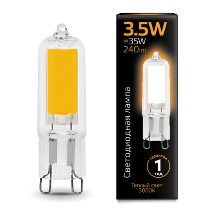 Лампа Gauss G9 AC220-240V 3.5W 240lm 3000K стекло LED *1/10/200
