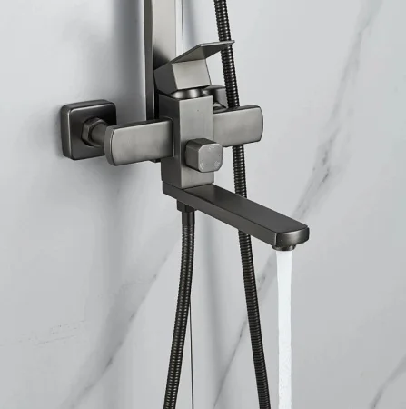 Душевая система Shevanik S7036T нержавеющая сталь, оружейная сталь