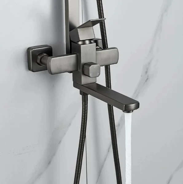 Душевая система Shevanik S7036T нержавеющая сталь, оружейная сталь