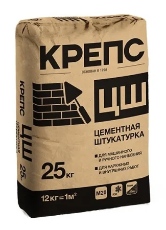 Штукатурка цементная ЦШ КРЕПС для внутр наруж работ 25кг  1 56