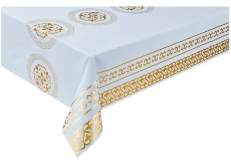 Клеенка лазерная печать на ткани 0,28мм*1,37м*20м SJ-1277B-8619B золотой орнамент *1/20