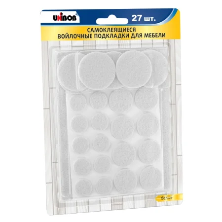 Протекторы для мебели войлочные UNIBOB белые упак=27шт (60849) *1/50