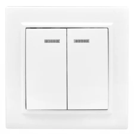 Выключатель 2-кл. СП Минск 10А IP20 с индикатором бел. Basic EKF ERV10-123-10