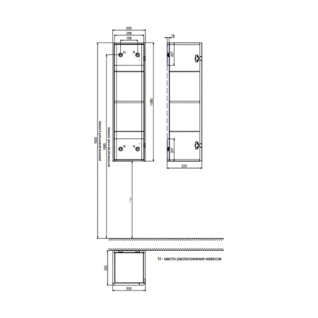 Пенал подвесной Iddis Bild BIL30V0i97 300х320х1090мм дуб светлый