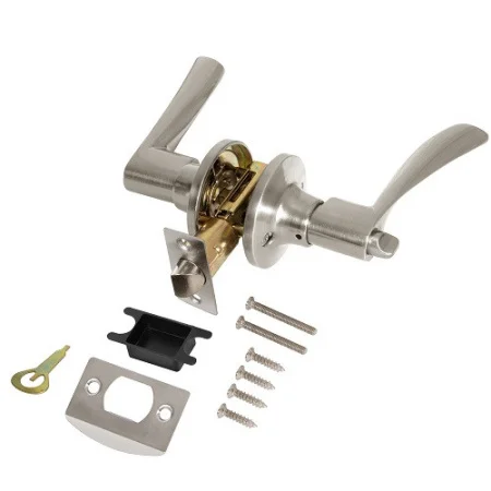 Ручка-защелка PUNTO DK610/BL SN-BK 49535 с фиксатором матовый никель