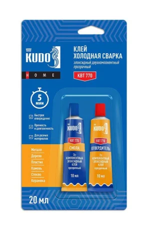 Клей эпоксидный двухкомпонентный прозрачный KUDO HOME, 20 мл (KBT-770) (+25)