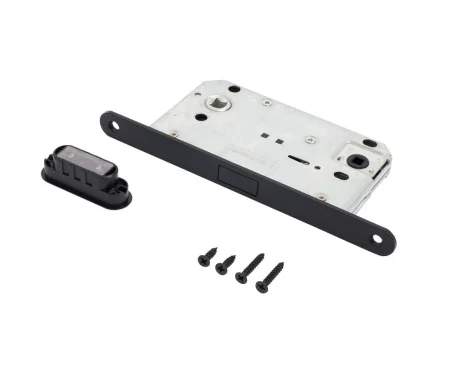 Защелка врезная сантехническая АЛЛЮР АРТ 5300-MC-WC BL магнитная без ручек с фиксатором, матовый чер