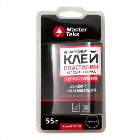 Клей-пластилин эпоксидный MasterTeks холодная сварка термостойкий черный 55мл 9753193  1 18