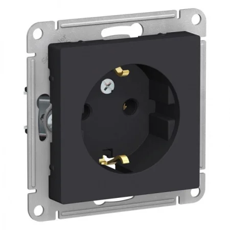 Механизм розетки 1-м СП AtlasDesign 16А с заземл. карбон SchE ATN001043