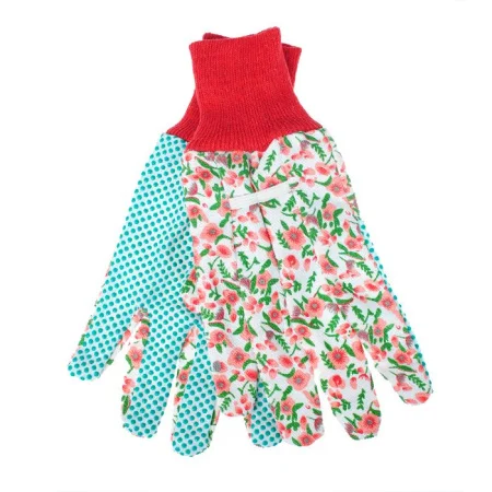 Перчатки садовые х б ПВХ точка с цветочным принтом 40гр Praktische Home G-112 П4368  1