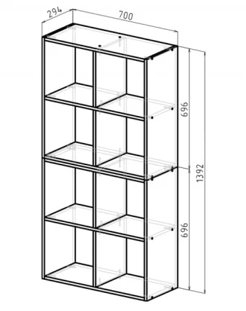Стеллаж 8 секции 1392х700х294мм сонома (Герда) *1