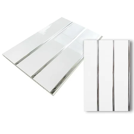 Панель ПВХ 3000х240х8мм трехсекционная СЕРЕБРО Люкс 