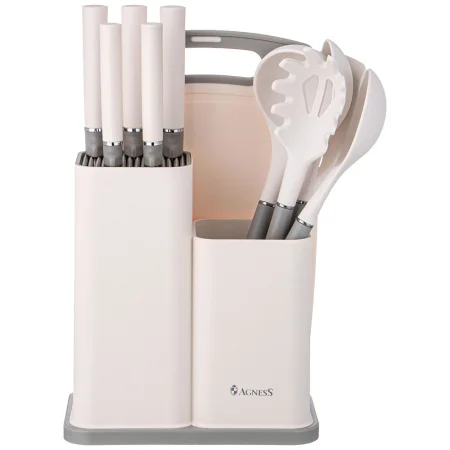 Набор Agness из 12пр  5 ножей, доска, подставка, половник, ложка, лопатка, шумовка, ложка для спагет