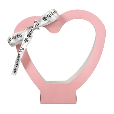 Пакет д/цветов "Сердце" 30х30х1см с лентой розовый (Qwerty) *6