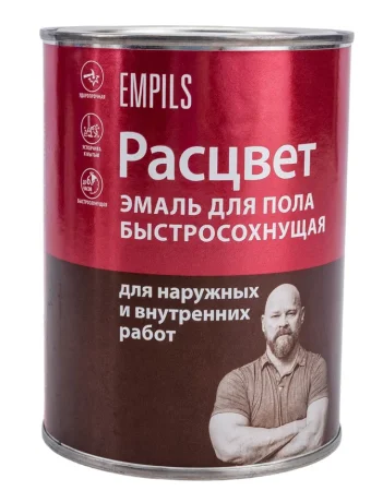 Эмаль алкидно-уретановая для пола серая 0,9 кг Расцвет  быстросохнущая  1 14 490
