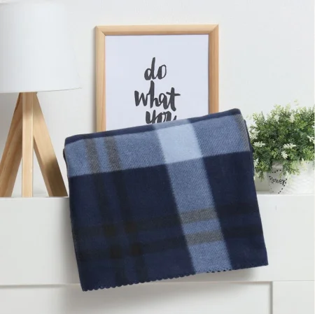 Плед Экономь и Я "Клетка" цв.синий, 150*180 см, пл.160 г/м2, 100% п/э, флис 9849873