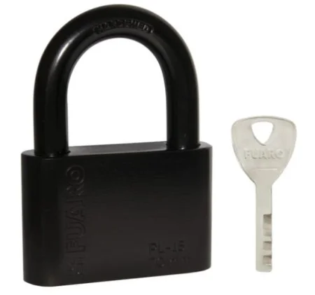 Замок навесной FUARO PL-WEATHER-1550 Black 4 fin key ( PL-15-50) диск.  блистер  12