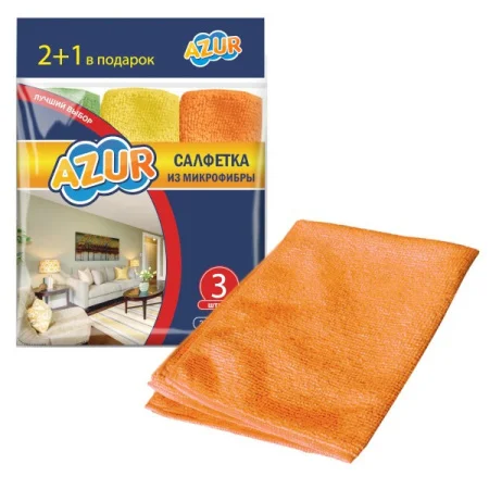 Салфетка из микрофибры AZUR 3шт 30х30см Y026200 *1