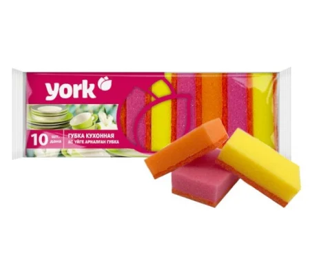 Губки для посуды Джамбо 10шт 9х6х2,9см  YORK