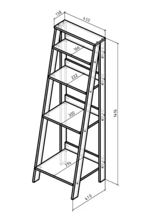 Этажерка "Лофт" 1416х450х410мм сонома (Герда) *1