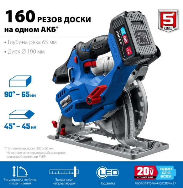 Пила циркулярная Зубр Профессионал CPB-190-41