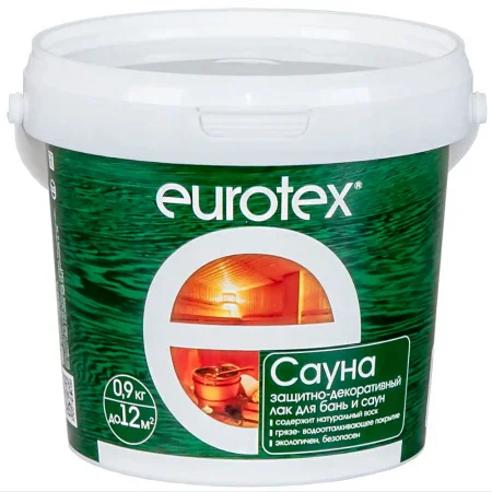 Лак Eurotex Сауна 0,9 кг защитно-декоративный  1 4 384