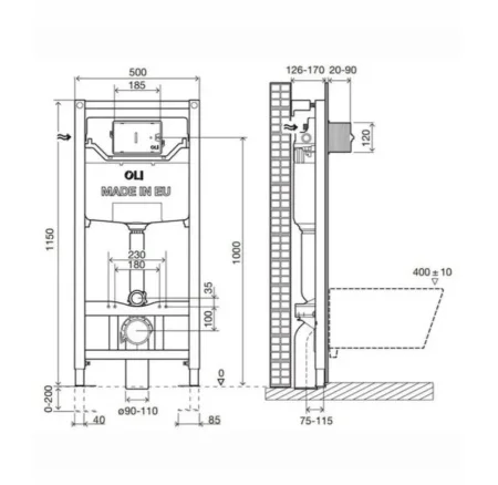 Инсталляция OLI 120 ECO mechanic с кнопкой Slim хром глянец 879236mSL00