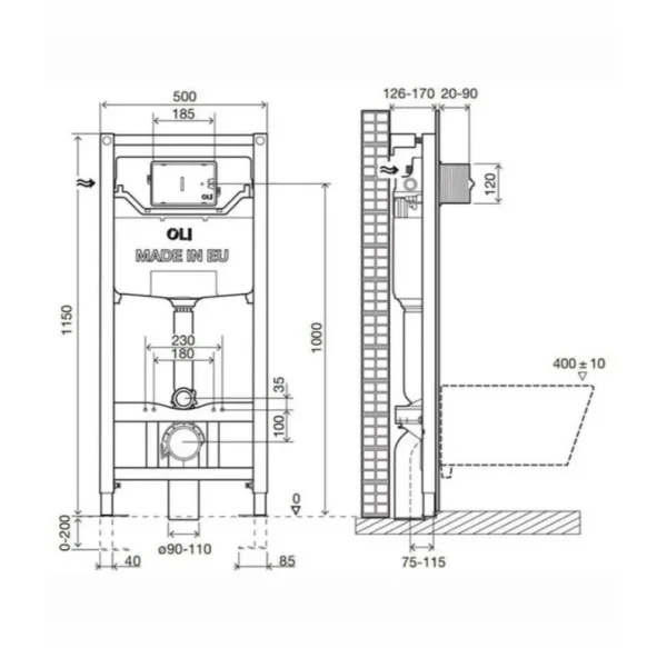 Инсталляция OLI 120 ECO mechanic с кнопкой Slim хром глянец 879236mSL00