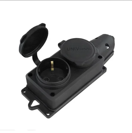 Колодка удлинителя 2-м каучук IP44 с заземл. компакт с заглушками 1788 UNIVersal  1 30