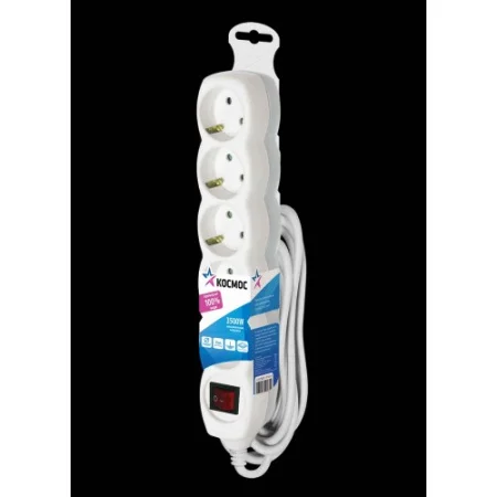 Удлинитель 5х5м с зазем 16А IP20 ПВС 3х1 выкл. YKsm5m-5g-Z-V(K) (Космос)  20