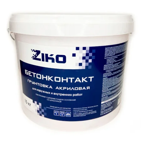 Грунтовка акриловая бетон-контакт морозостойкий 15кг (Ziko)  44 (-30)