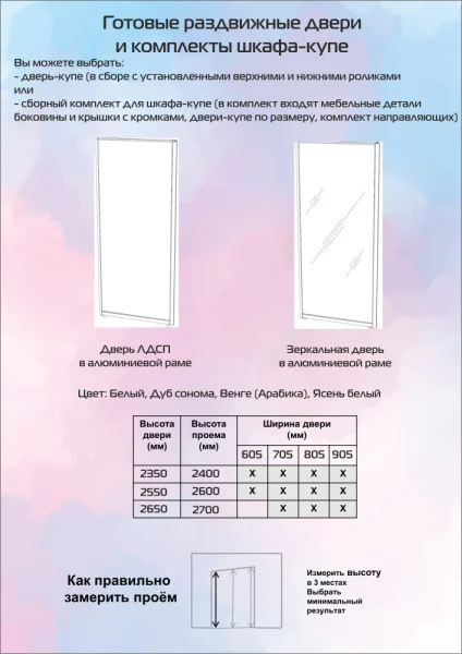 Комплект для шкаф-купе Венге (Арабика) 2-дверный (605мм) 600*1210*2600мм
