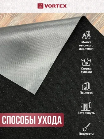 Коврик влаговпитывающий VORTEX Nice ребристый без борта, подложка пвх 120х150см черный 24398  1 6