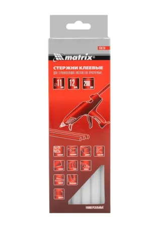Стержни клеевые прозрачные 11x200мм уп-12шт Matrix 930730  1